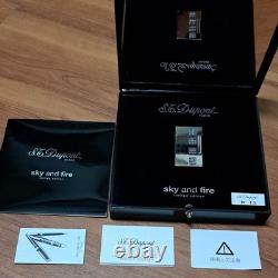 Working S. T. Dupont LINE 2 Sky and Fire Limited Edition Sapphire Lighter Refurb