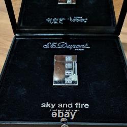Working S. T. Dupont LINE 2 Sky and Fire Limited Edition Sapphire Lighter Refurb