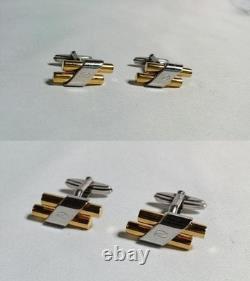 Boutons de manchette vintage DuPont D Logo Or Argent Rare Édition Limitée Utilisés