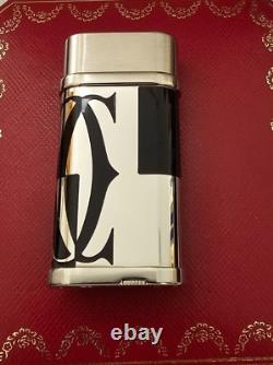 Briquet Cartier Ligne Line 2 Palladium Laque Noire Logo C Édition Limitée