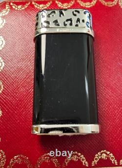 Briquet Cartier Ligne Line 2 Palladium Laque Noire Logo C Édition Limitée