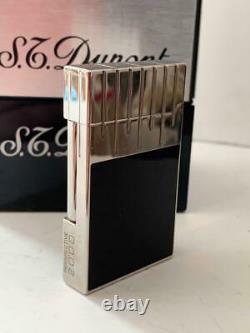Dupont Gas Lighter Line 2 Silver Black Mirror Finish Edition Limitée