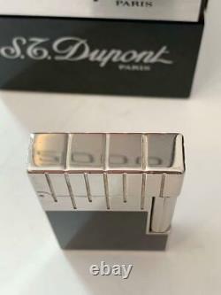 Dupont Gas Lighter Line 2 Silver Black Mirror Finish Edition Limitée