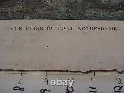 Imprimé Couleur Originale1800's Vue Paris Du Pont Notre Dame Basset Paris