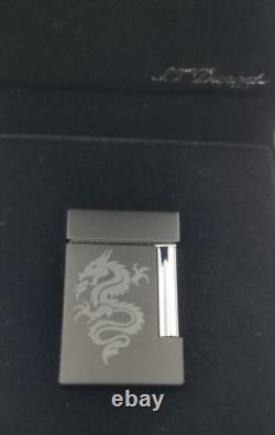 Ligne 8 d'édition limitée du dragon St Dupont. Briquet noir Black Lighter, seulement 500 exemplaires fabriqués. Nouveau.