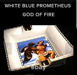Prométhée Blanc Bleu Dieu Du Feu Cigare Ceramic Ashtray Edition Limitée