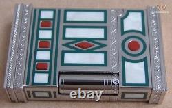 S. T Dupont Limited Edition Medici Marbled White Lacquer Gatsby Lighter Gorgeous
