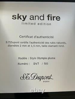S. T Dupont Sky & Fire, Édition Limitée 500 Stylo Plume, Plume en Or 18K - Comme Neuf