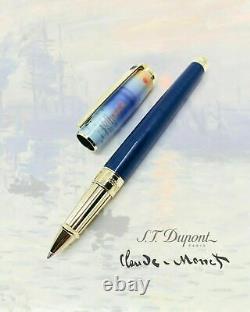 St Dupont Claude Monet Édition Limitée Stylo à bille en laque bleue et or 415049