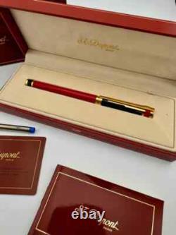 St Dupont Édition Limitée 1996 Stylo Roller Art Déco Or Laque Rouge 1313/1500