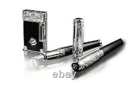 St Dupont Stylo Plume Wild West Édition Limitée Platine Noir & Laque Météore