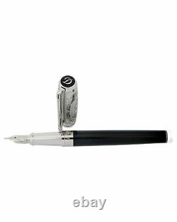 St Dupont Stylo Rollerball Wild West Édition Limitée Platine Laque Noire 412065