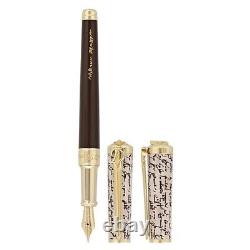St Dupont William Shakespeare Edition Limitée Stylo De Fontaine Brown Laquer Or