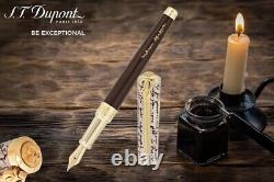 St Dupont William Shakespeare Édition Limitée Stylo-plume en Laque Marron et Or